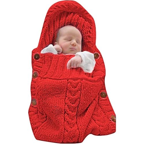 XMWEALTHY Newborn Baby Wrap Swaddle Blanket Knit Sleeping Bag Receiving Blankets Stroller Wrap for Baby(Light Blue) (0-6 Month)