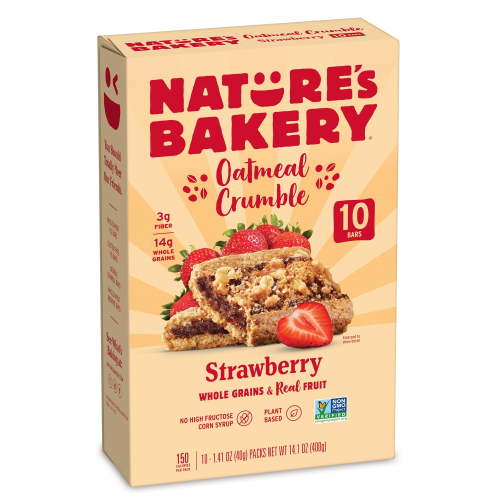 Nature's Bakery Oatmeal Crumble Strawberry Breakfast Snack Bars, 1.41 oz, 10 Count