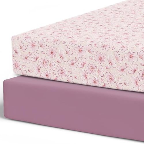 Pobibaby – 2 Pack Crib Sheets for Boys, Premium Fitted Baby Boy Crib Sheets for Standard Crib Mattress – Ultra-Soft Jersey Knit, Safe and Snug, Stylish Design (Gingham Khaki)