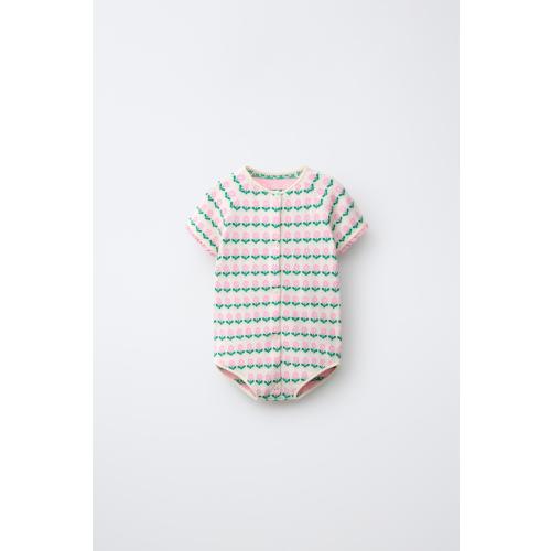 Floral Jacquard Knit Romper