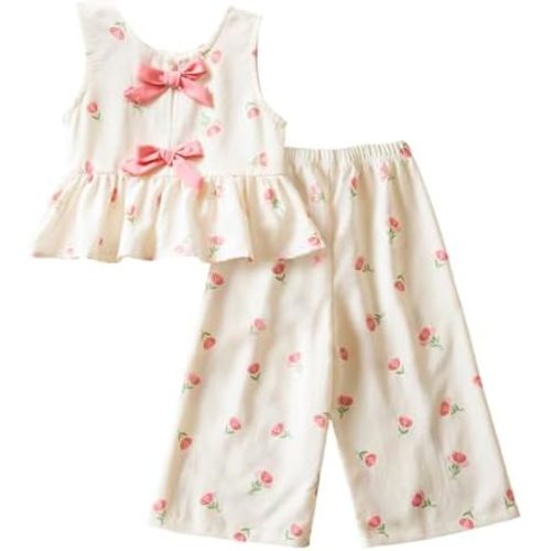 Nileafes Toddler Baby Girl 2Pcs Summer Clothes Set Peplum Cami Top and Pants Birthday Outfit Size 9 Months to 3 Years