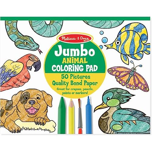 Melissa & Doug Jumbo Coloring Pad (11 x 14 inches) - Animals, 50 Pictures