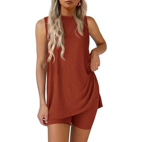 PRETTYGARDEN 2 Piece Sets for Women 2026 Summer Matching Lounge Shorts Set Resort Airport Travel Loungewear Outfits Clothing