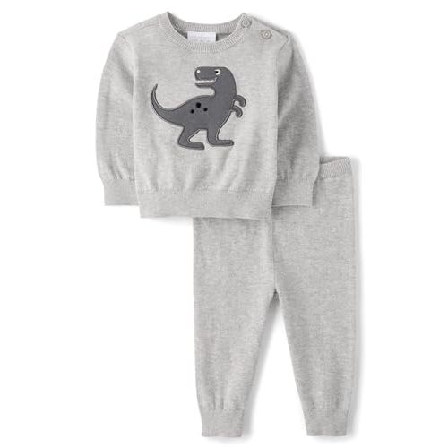 The Children's Place Baby Boys' And Newborn Long Sleeve Sweater and Pants, 2 Piece Playwear Set