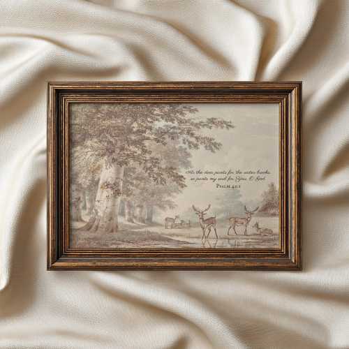 Vintage Christian Wall Art Psalm 42,  Rustic Bible Verse Print (Digital Download)