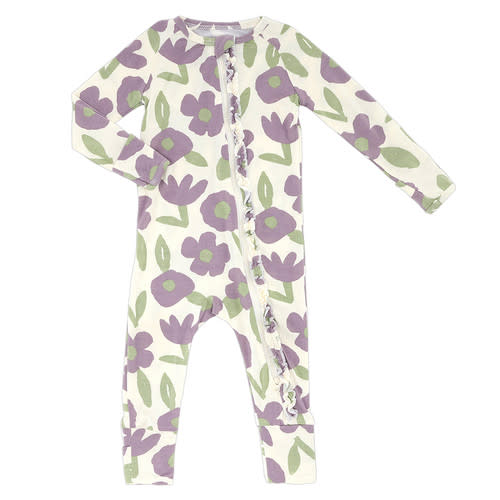 Cozy Romper - Purple Floral - [Consumer]Stephan Baby 6-9m