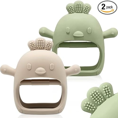 2 Pack Baby Teething Toy Silicone Teething Mitten for Babies Over 3 Months