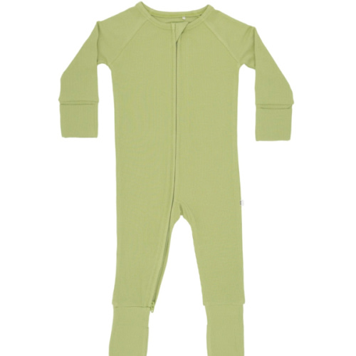 Tarragon Green Small Ribbed Zip Romper