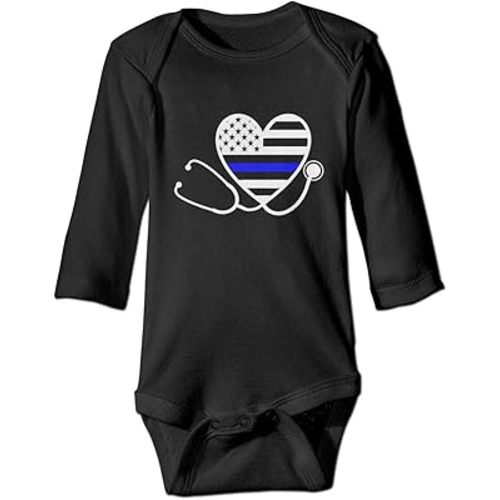 XieTao Blue Line Nurse Stethoscope Nurses Boutique Baby Bodysuit Onesie Unisex Long Sleeve
