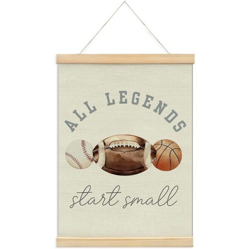 KDHTY Vintage Sports Nursery Wall Decor Sports Wall Deco,Baseball Wall Art Decor for boys Room Nursery Decor,All Legends Start Small Baseball Posters for Classroom Nursery Playroom Decorations,12x16inch
