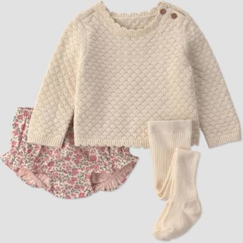 Carter's Just One You® Baby Girls' 2pc Floral Sweater and Leggings Set - Ivory/Pink 6M