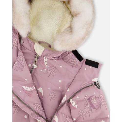 Two-Piece Baby Snug Snowsuit, Purple Bear Print - Deux par Deux | Maisonette
