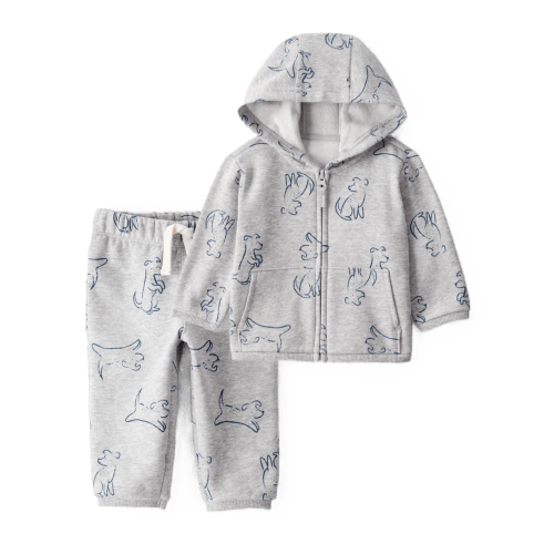 Baby Boy 2-Piece DayDream Fleece Dog Hoodie & Knit Pants Set - Grey - Carter's | Carter's
