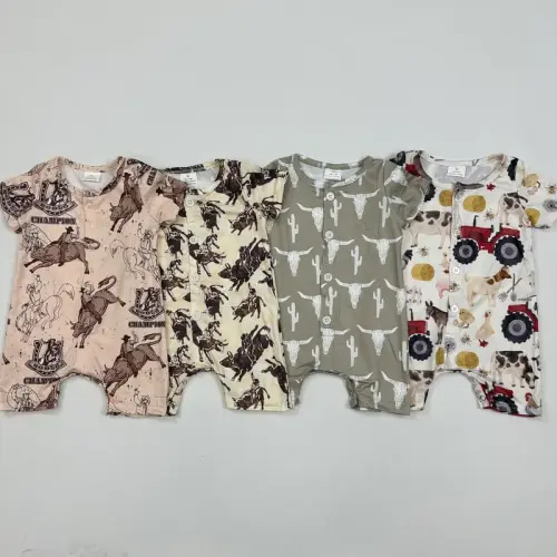 Cute Western Little Boy Horse Riding Print Baby Romper - Ultra - TikTok Shop