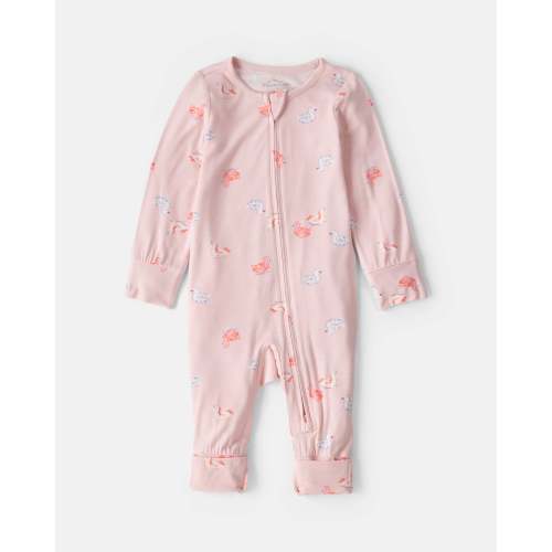 Baby Girl Flamingo PurelySoft™ 2-Way Zip Sleep & Play Pajamas - Pink