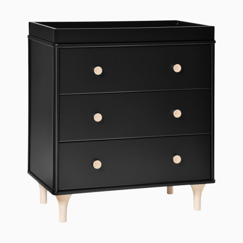 babyletto Lolly 3-Drawer Changer Dresser - Black / Washed Natural