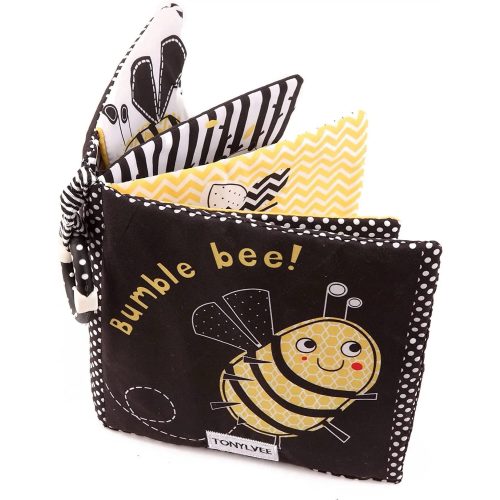 Bumble Bee High Contrast Baby Soft Book – Black and White Sensory Crinkle Book for Newborns and Infants