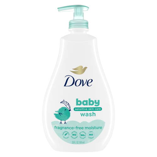 Baby Dove Sensitive Skin Care Baby Wash For Baby Bath Time Fragrance Free Moisture and Hypoallergenic, Washes Away Bacteria, 20 fl oz