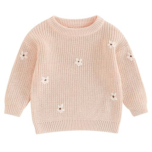 Mubineo Baby Girl Winter Clothes Cute Flower Sweater Crewneck Pullover Long Sleeve Knit Newborn Infant Sweaters