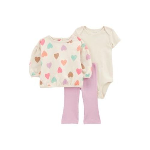 Baby Girls 3 Piece Bodysuit and Printed Pullover Set