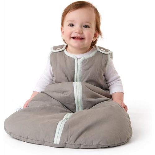 Baby Deedee Sleep Nest Original - Baby Sleep Sack 2.5 TOG 0-6 Months, Winter Sleeping Bag with Soft Cotton & Patented Shoulder Snaps, Wearable Blanket for Boy Girl Infant Toddler, Gray Lagoon