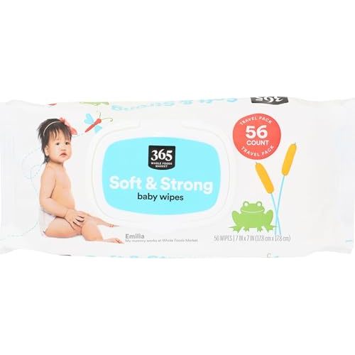 365 by Whole Foods Market, Soft & Strong Disposable Baby Wipes, Fragrance-Free, 56 Count