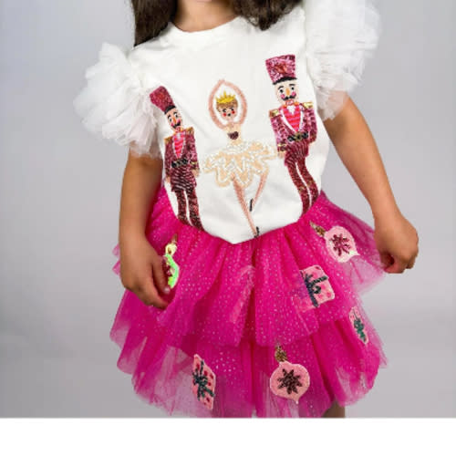 Candy Cane and Present Patched Tulle Skirt