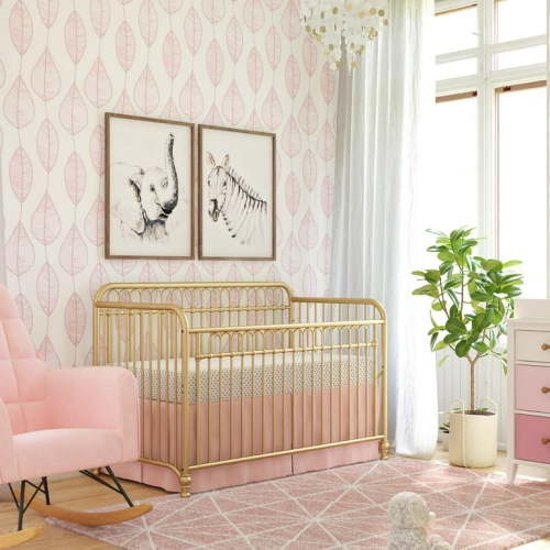 Little Seeds Raven 3-in-1 Convertible Metal Crib, JPMA Certified, Gold