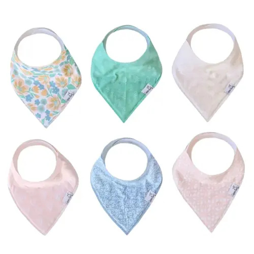 Copper Pearl 6 Pack Soft Cotton Baby Bibs for Drooling and Teething, Absorbent Drool Bibs for Baby Girl, Adjustable to Fit Newborns to Toddlers, Tons of Styles (Sophie Set)