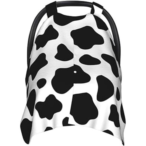 Cow Pattern Car Seat Covers for Baby, Nursing Cover Breastfeeding Covers Infant Carseat Canopy for Toddler Shower Gift Newborn