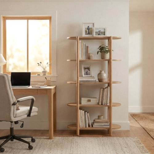 Latitude Run® 32" Modern Wood Bookcase & Reviews | Wayfair | Toasted Oak
