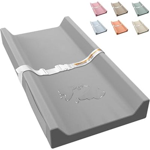 Vegan Leather Baby Changing Pad, Waterproof & Wipeable Soft Diaper Changing Mat 32" x 16.6" Comfortable Infant Changing Station for Dresser & Table