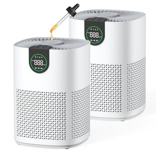 VEWIOR 2 Pack Air Purifiers for Home, Air Purifiers for Bedroom Large Room up to 1200 sq.ft with H13 HEPA Washable Filter, Aromatherapy, PM2.5 Display, Sleep Mode, Auto Mode for Dust, Smoke, Pets Hair