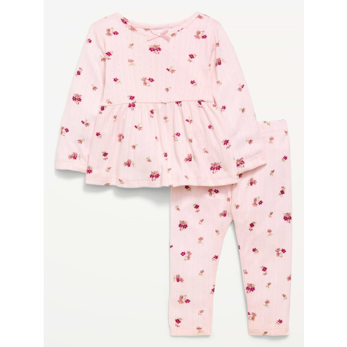 Long-Sleeve Pointelle-Knit Top and Pants Set for Baby