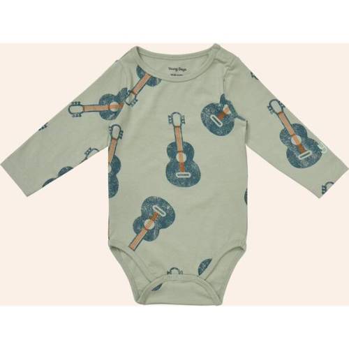 Printed Longsleeve Onesie, Guitars - Young Days | Maisonette