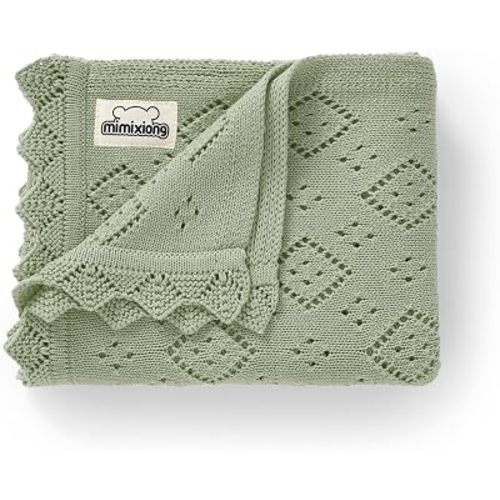 Baby Swaddle Cotton Neutral Pointelle Receiving Blanket