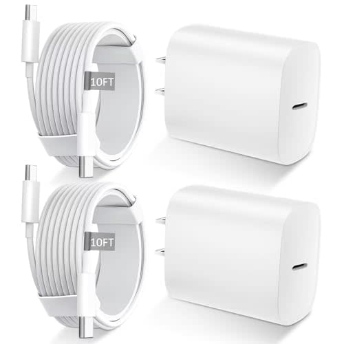 Phone Chargers iPhone Fast Charging,10 Ft Long USB C to USB C Cable Fast Charging Cord Type C Charger USBC Fast Charger Block for iPhone 17/Pro/Pro Max/17 Air/16/16 Pro/16 ProMax/15/Pro/ProMax,White