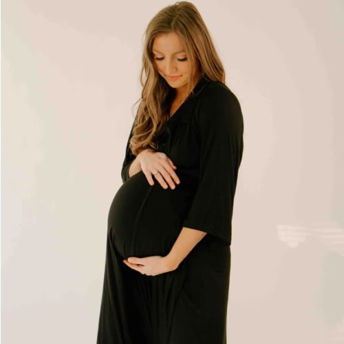 Lila Labor & Postpartum Gown in Black