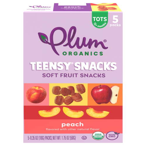 Plum Organics® Teensy® Snacks Peach Soft Fruit Snacks .35oz Pouch/5-Count Box