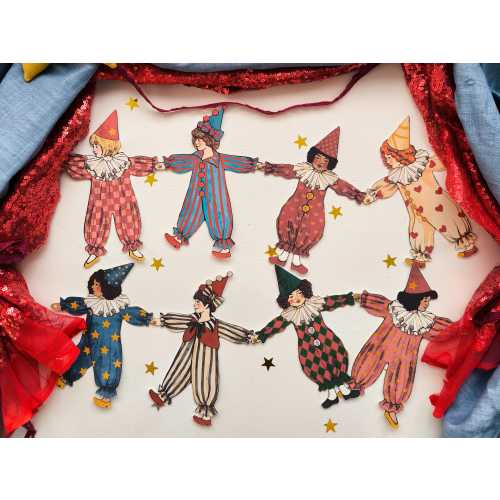 Handmade Paper Clown Garland: Circus Party Decoration