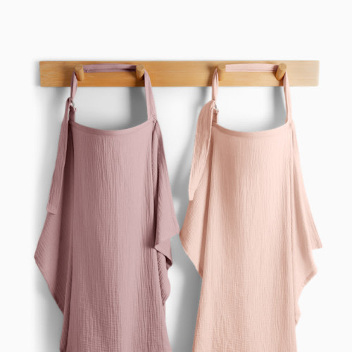 Muslin Nursing Cover with Adjustable Neck Strap (2 Pack) - Blush And Mauve