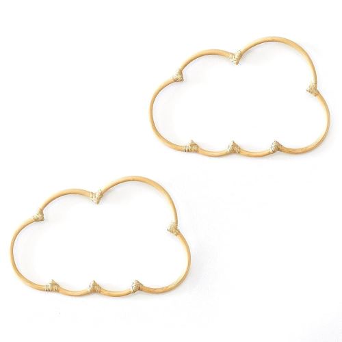 BEBE BASK Handmade Wicker Cloud Décor Set of 2 - Rattan Cloud Decorations - Décor for Bedroom and Baby Nursery Wall - for Girls Room