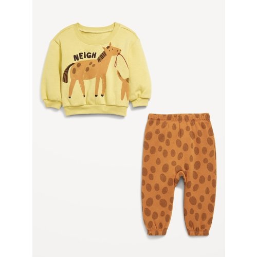 Printed Henley Sweatshirt and Sweatpants Set 6-12M