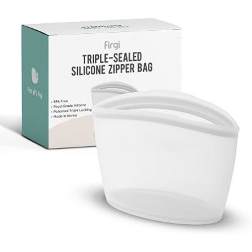 Reusable Silicone Sandwich Bag, 3.5 Cups, Food Storage Container, Made in Korea BPA-Free Platinum Silicone, Reusable Freezer Bag, Microwave Safe, Sous Vide, Lunch Baggies, 29oz, White
