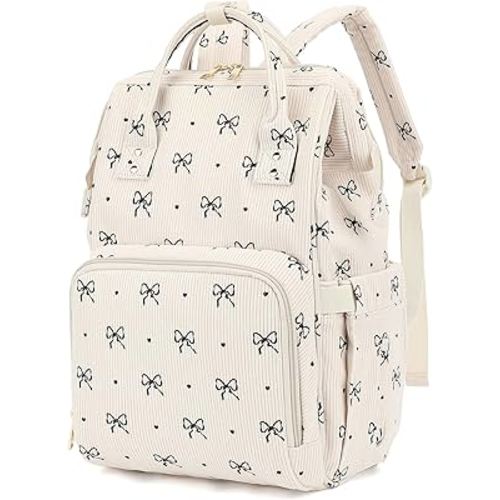 Baby Diaper Bag Backpack for Mom, Large Capacity Travel Nappy Bag for Boys & Girls with Stroller Straps (Corduroy Bow Tie)