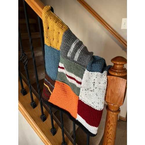 Hand-Knit Fans of the Weasley Family - Snuggler Baby Patchwork Blanket Throw