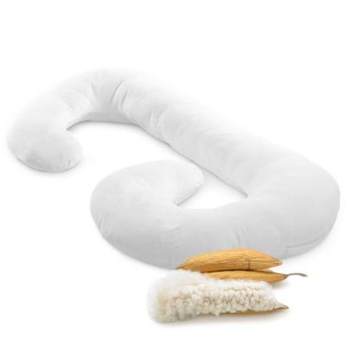 Cheer Collection J-Shape Kapok Pregnancy Body Pillow with Zippered Cover