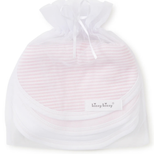 Pink Stripe 3 Pack Bib Set w/ Tulle Bag