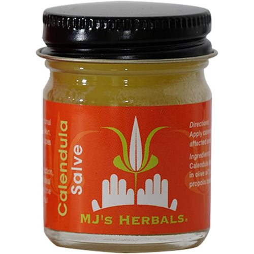MJ's Herbals Calendula Salve - Skin Soothing Balm, Eczema Cream, Diaper Rash, Scars, Bug Bites, Made w/Calendula Blossoms & Propolis Beeswax (1 oz)