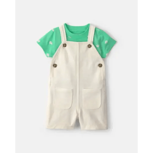Baby 2-Piece Fish Short-Sleeve Overall Set - Green/Ivory | Carter's